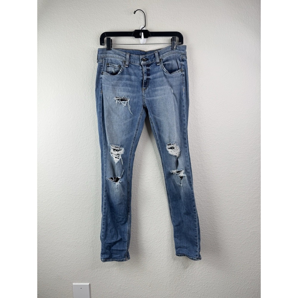 rag & bone Carter Dre Low Rise Distressed Skinny Jeans Blue 28 W1590K510CAR Y2K